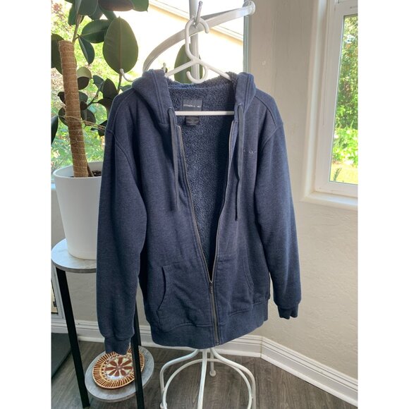 Mens O'Neill Zip Front Sweatshirt Hoodie Fur Lined Longline Cozy Warm GUC 7010 - Picture 11 of 13
